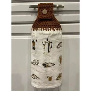 Crochet Top Kitchen Towel- Coffee Themed